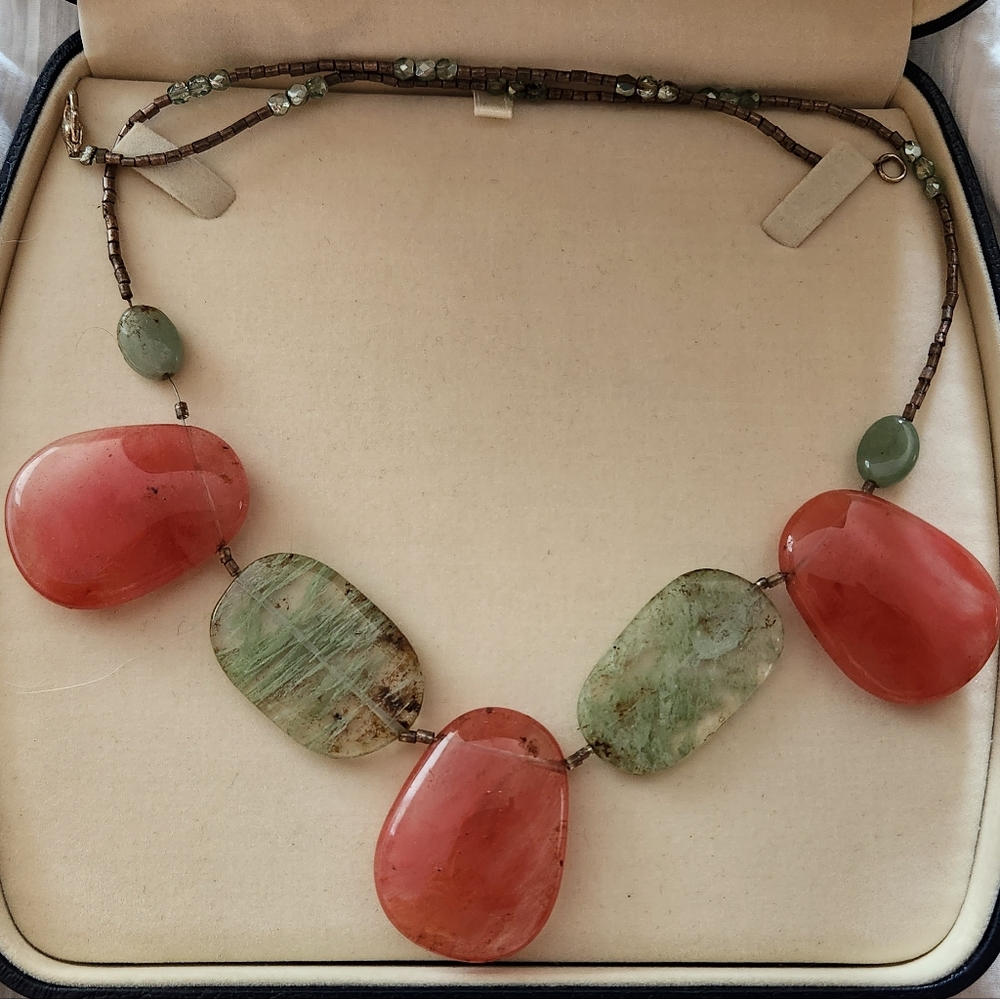 Polished Rhodochrosite Beaded Necklace